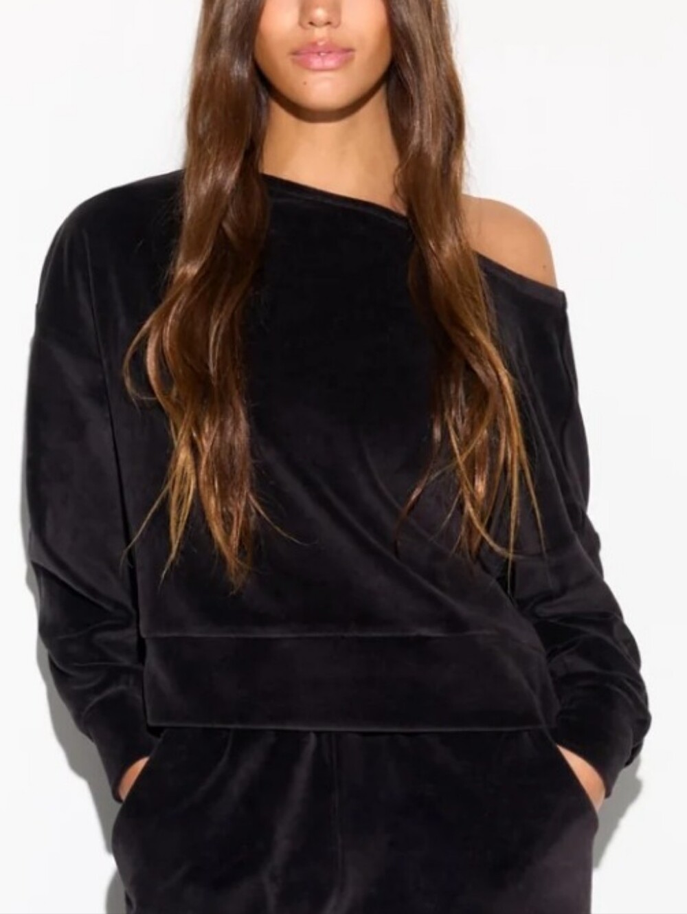 Spiritual Gangster Velour Ava Sweatshirt Black Sz MED NWT